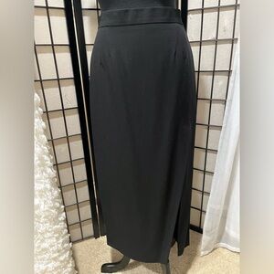 ESCADA MARGARETHA LEY, Classic Black WOOL HALF WRAP MAXI SKIRT, SIZE 38 ( US 8)